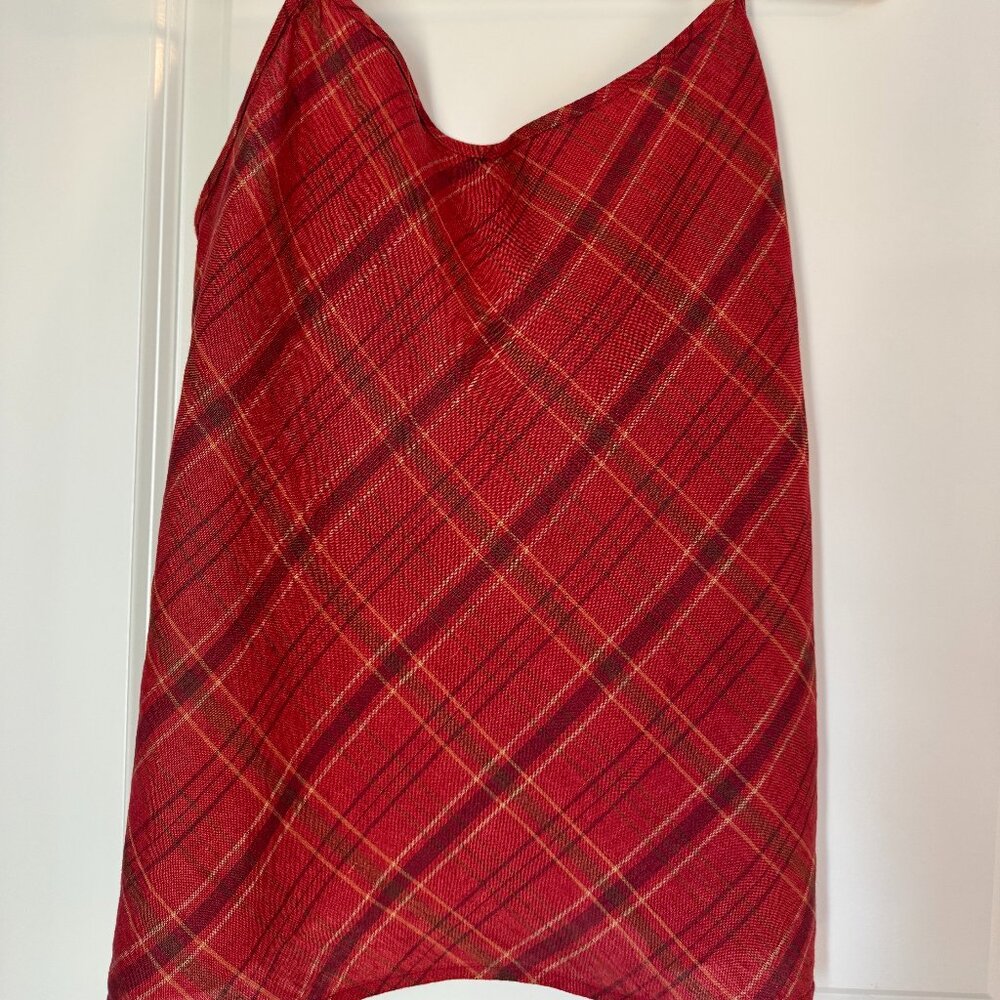 Bryn Walker 100% Linen plaid tartan tank, Size XL